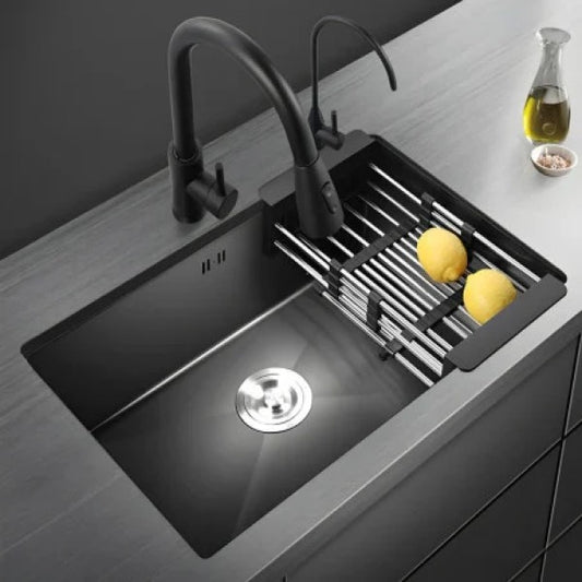 Chiuveta Bucatarie Profesionala Incorporata in blat, Inox, Gri Inchis - Negru, 74x44 Cm, HS 7444 Smack