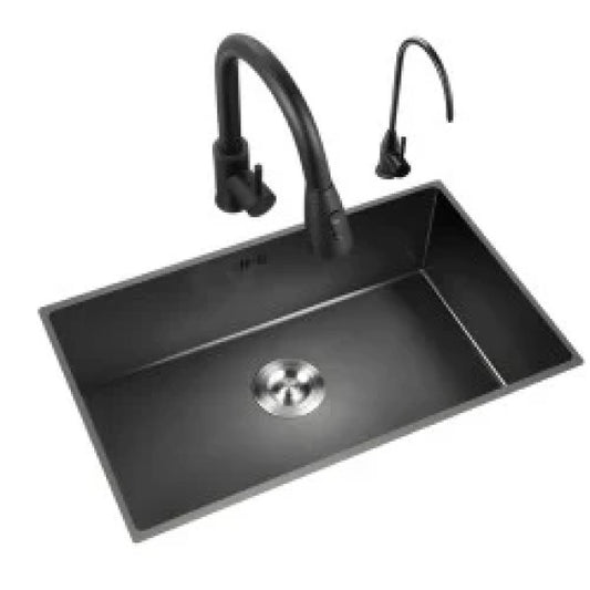 Chiuveta Bucatarie Profesionala Incorporata in blat, Inox, Gri Inchis - Negru, 74x44 Cm, HS 7444 Smack
