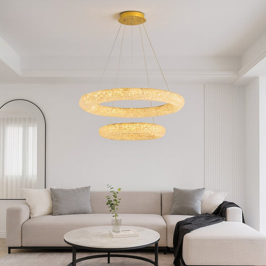 Candelabru LED RFAN, Model H98022-600+800HCT, Textura Cristal, Metal, 212W, Auriu