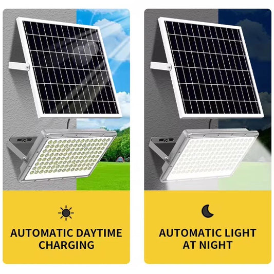 Proiector LED, cu Panou Solar si Telecomanda, Rezistent la Apa IP65, 200W, Gri