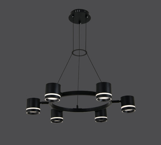 Pendul RFAN, Model R9171/6A1, 6 X Bec LED GX53, 3 Tipuri De Lumina, 72W, Negru