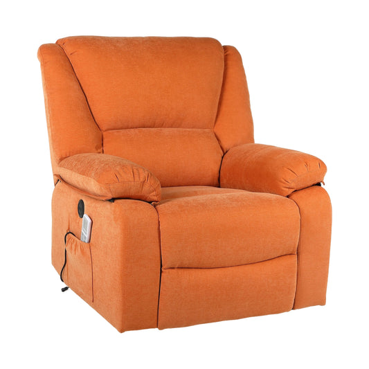 Fotoliu cu Masaj și Încălzire, Recliner Electric, Portocaliu