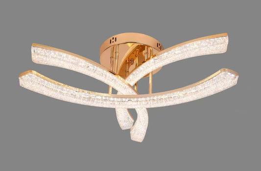 Lustra LED RFAN, Model K2550/3, cu Telecomanda, 3 Tipuri de Lumina, Intensitate Reglabila, 80W, Auriu