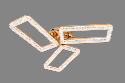 Lustra LED RFAN, Model K2551/3A, cu Telecomanda, 3 Tipuri de Lumina, Intensitate Reglabila, 120W, Auriu