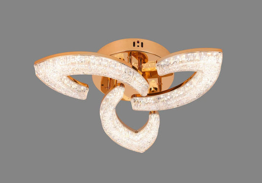 Lustra LED RFAN, Model K2558/3, cu Telecomanda, 3 Tipuri de Lumina, Intensitate Reglabila, 80W, Auriu