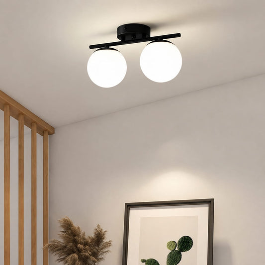 Lustra RFAN, Model 6073-2, Cu Abajururi, 2 X E27, Negru