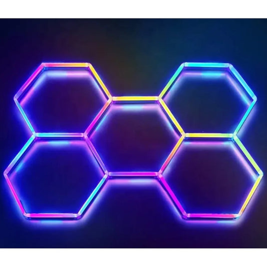 HoneyComb LED RGB RFAN, 5 X Hexagon, Tip Lumina Multicolor, Controler Digital, 43W