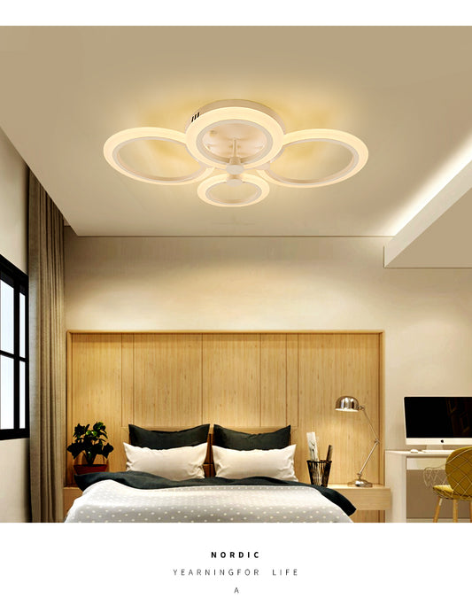 Lustra LED RFAN, Model M003-4, cu Telecomanda, 3 Tipuri de Lumina, Intensitate Reglabila, 80W, Alb