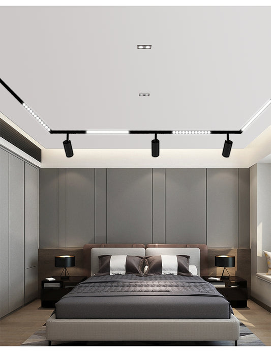 Proiector LED Sina Magnetica Incastrata, Lumina Calda, Reglabil, 7W, Negru