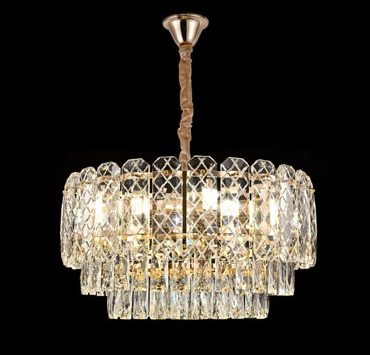 Candelabru RFAN, Model H98046-600, Textura Cristal, Metal, 10 x E27, Auriu