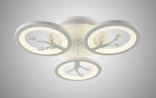 Lustra LED RFAN, Model R9096/3, cu Telecomanda, 3 Tipuri de Lumina, Intensitate Reglabila, 60W, Alb