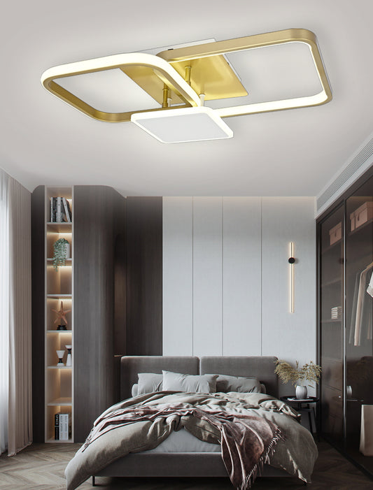 Lustra LED RFAN, Model R9039, cu Telecomanda, 3 Tipuri de Lumina, Intensitate Reglabila, 102W, Auriu