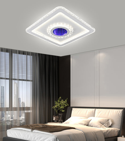 Lustra LED RFAN, Model R9017/500, cu Telecomanda, 3 Tipuri de Lumina plus Lumina RGB, Intensitate Reglabila, 134W, Alb