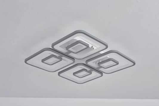 Lustra LED RFAN, Model M025-4, Cu Telecomanda, 3 Tipuri De Lumina, Intensitate Reglabila, 200W, Gri