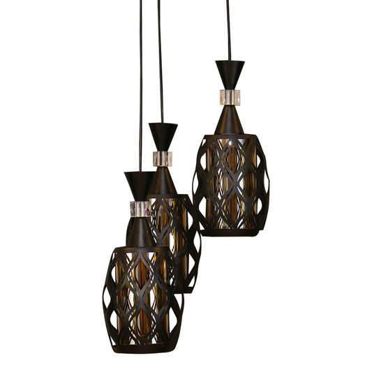 Pendul RFAN, Model 4107-3, cu Abajur, 3 x E27, Inaltime Reglabila, Negru