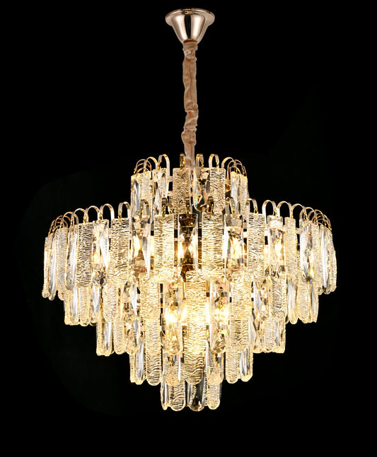 Candelabru RFAN, Model H2031-500, Textura Cristal, Metal, 8 x E27, Auriu