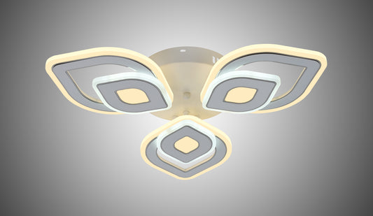 Lustra LED RFAN, Model R9007/3+3, cu Telecomanda, 3 Tipuri de Lumina, Intensitate Reglabila, 126W, Alb