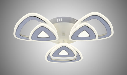 Lustra LED RFAN, Model R9008/3+3, cu Telecomanda, 3 Tipuri de Lumina, Intensitate Reglabila, 132W, Alb