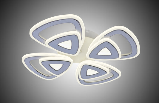 Lustra LED RFAN, Model R9008/4+4, cu Telecomanda, 3 Tipuri de Lumina, Intensitate Reglabila, 176W, Alb