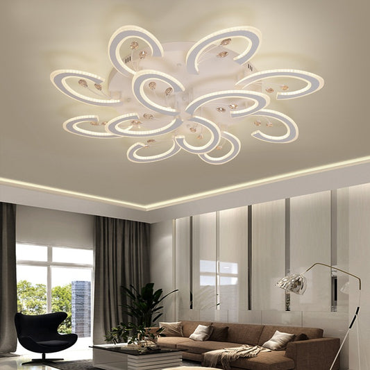 Lustra LED RFAN, Model K53-8+4, cu Telecomanda, 3 Tipuri de Lumina, Intensitate Reglabila, 280W, Alb