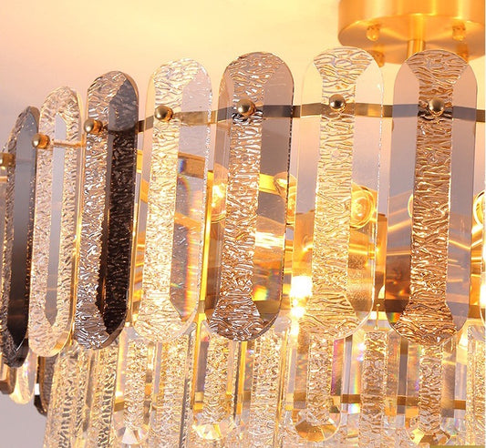 Candelabru RFAN, Model H98059/600, Textura Cristal, Metal, 10 X E27, Auriu