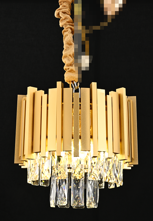 Candelabru RFAN, Model WL339/300, Textura Cristal, Metal, 3 x E27, Auriu