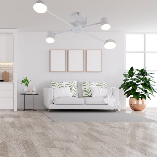 Lustra LED RFAN, Model R9029-4, cu Telecomanda, 3 Tipuri de Lumina, Intensitate Reglabila, 48W, Alb