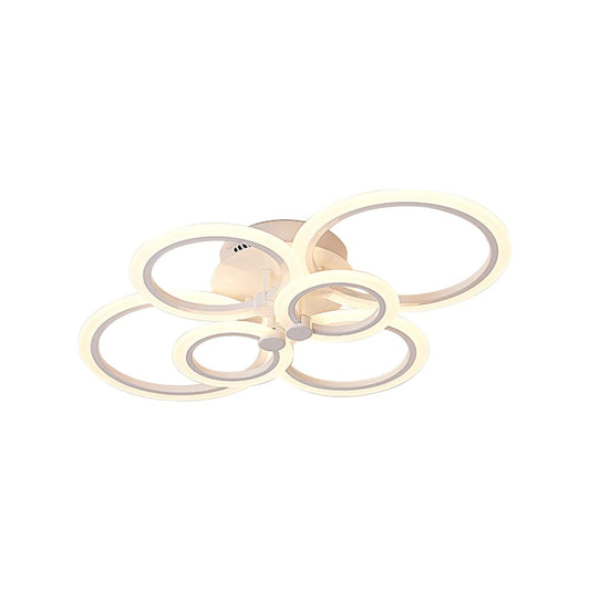 Lustra LED RFAN, Model M003-6, cu Telecomanda, 3 Tipuri de Lumina, Intensitate Reglabila, 81W, Alb