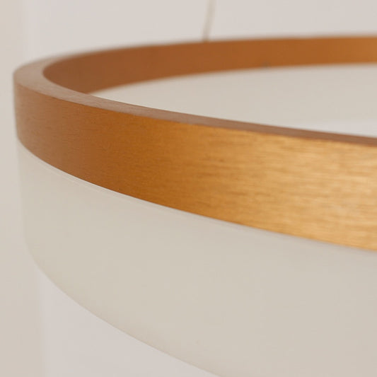 Lustra LED Tip Pendul RFAN, Model F203/3, cu Telecomanda, 3 Tipuri de Lumina, Inaltime Reglabila, 160W, Auriu