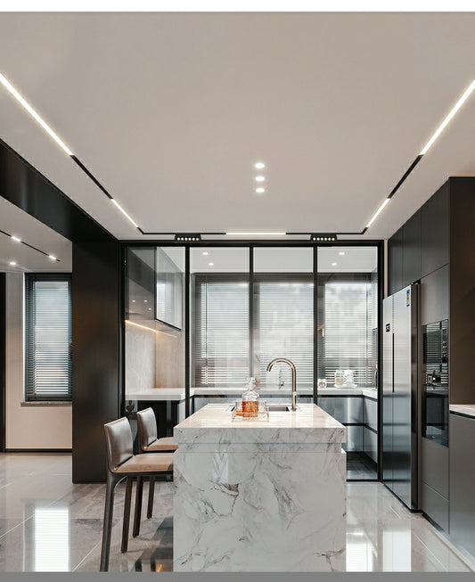 Banda LED Sina Magnetica Incastrata, Lumina Calda, 24W, Negru