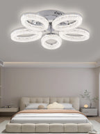 Lustra LED RFAN, Model K3538/5CH, Cu Telecomanda, 3 Tipuri De Lumina, Intensitate Reglabila, 120W, Argintiu