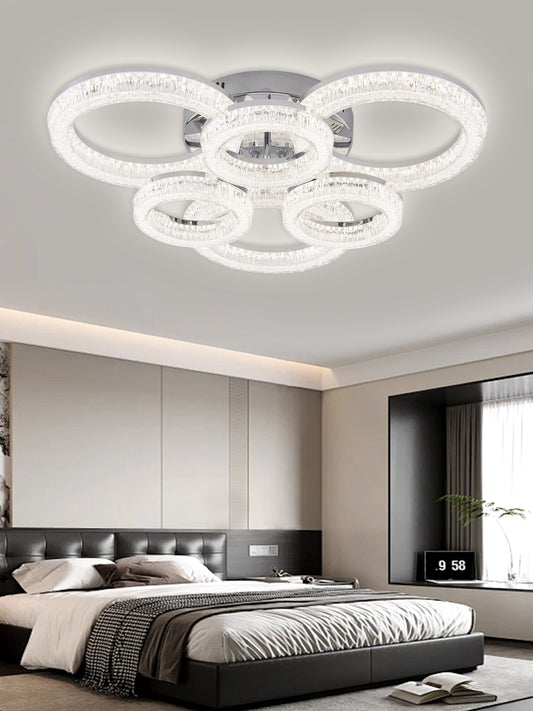 Lustra LED RFAN, Model K3536/3+3CH, Cu Telecomanda, 3 Tipuri De Lumina, Intensitate Reglabila, 200W, Argintiu