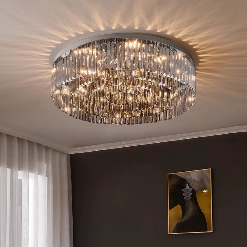 Candelabru RFAN, Model H98348/600, Textura Cristal, Metal, 10 X E14, Crom