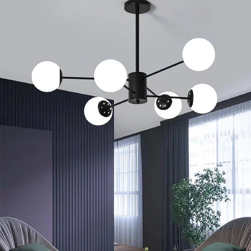 Lustra RFAN, Model 5506/6, Cu Abajururi, 6 X E27, Negru