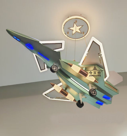 Pendul Avion RFAN, Model D188, 3 Tipuri Lumina, Cu Telecomanda, Inaltime Reglabila, 240W, Verde-Militar