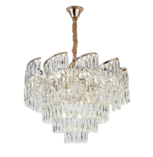 Candelabru RFAN, Model RF382/500, Textura Cristal, Metal, 8 X E14, Auriu