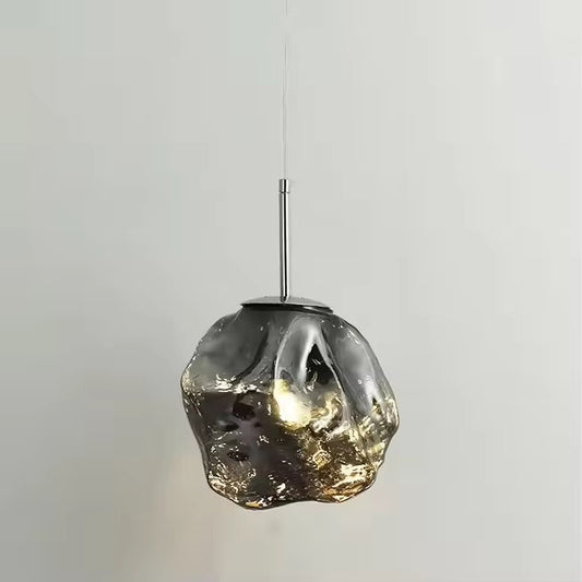 Pendul RFAN, Model 10-1, Abajur Sticla, 1 x E27, Inaltime Reglabila, Argintiu