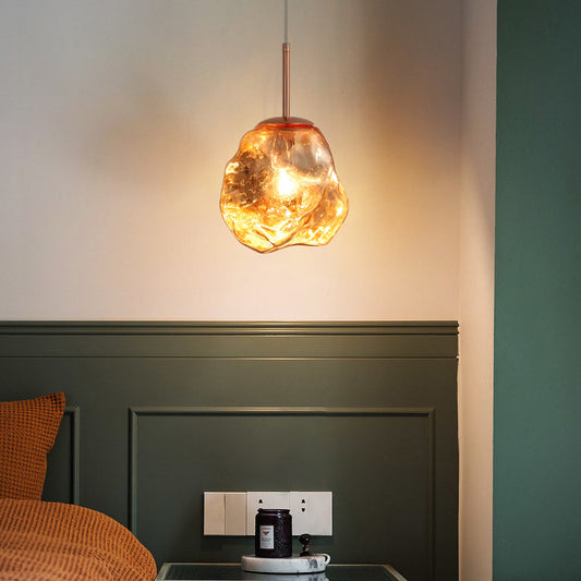 Pendul RFAN, Model 10-1, Abajur Sticla, 1 x E27, Inaltime Reglabila, Rose Gold