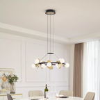 Pendul RFAN, Model 602-12, Cu 12 Abajururi, 12 x G9, Inaltime Reglabila, Auriu/Negru