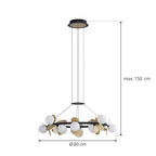 Pendul RFAN, Model 602-12, Cu 12 Abajururi, 12 x G9, Inaltime Reglabila, Auriu/Negru