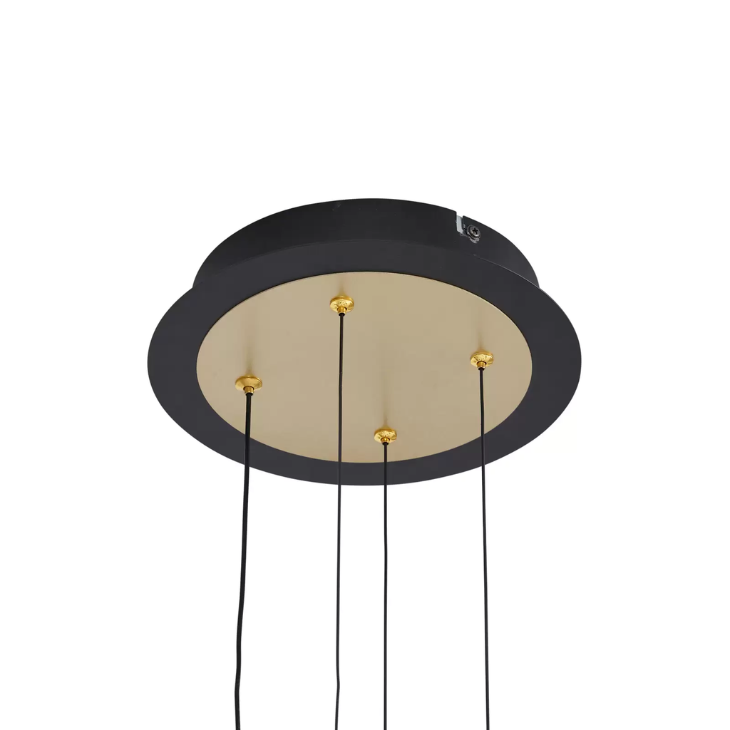 Pendul RFAN, Model 602-12, Cu 12 Abajururi, 12 x G9, Inaltime Reglabila, Auriu/Negru
