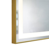 Oglinda LED si Touch, 100 x 65 cm, cu Functie Dezaburire si Ceas, Rama Bronz Antichizat, Smack