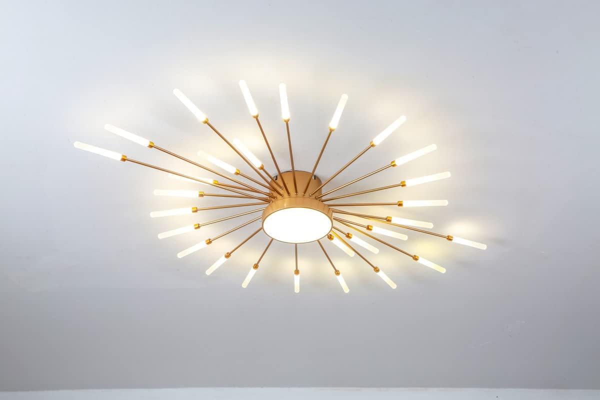 Lustra LED RFAN, Model 5966-28, 3 Tipuri De Lumina, 60W, Auriu