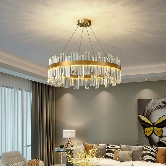 Candelabru LED RFAN, Model H98347/400, Textura Cristal, Metal, 64W, Auriu