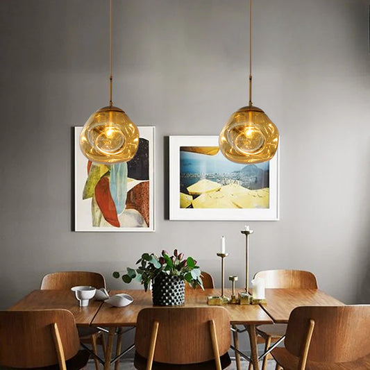 Pendul RFAN, Model 11-1, Abajur Sticla, 1 x E27, Inaltime Reglabila, Auriu