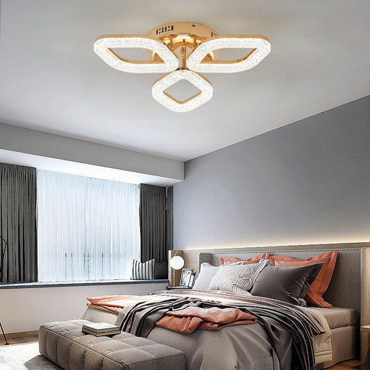 Lustra LED RFAN, Model J301/3, Cu Telecomanda, 3 Tipuri De Lumina, Intensitate Reglabila, 60W, Auriu