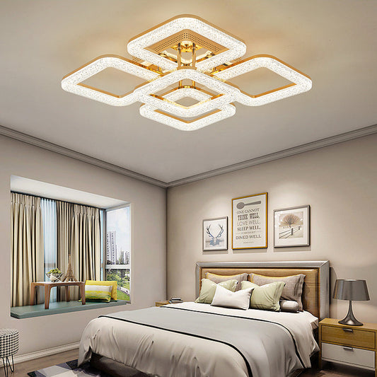 Lustra LED RFAN, Model J230/4+1, Cu Telecomanda, 3 Tipuri De Lumina, Intensitate Reglabila, 160W, Auriu