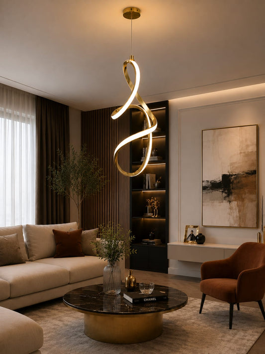 Pendul RFAN, D908G, 3 Tipuri Lumina, Inaltime Reglabila, 46W, Auriu