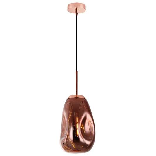 Pendul RFAN, Model 14-1, Abajur Sticla, 1 x E27, Inaltime Reglabila, Rose Gold