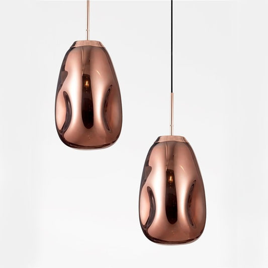 Pendul RFAN, Model 14-1, Abajur Sticla, 1 x E27, Inaltime Reglabila, Rose Gold